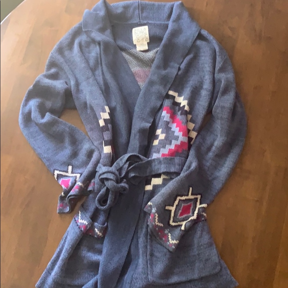 Long boho tie cardigan